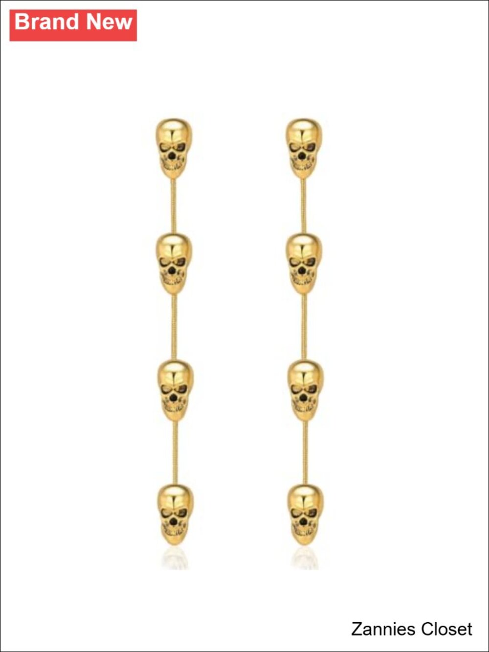 👻 Skull Dangle Earrings Gold Plated Punk Gothic Halloween Jewelry